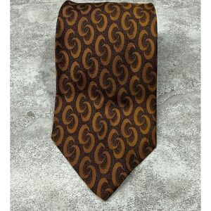 XMI Platinum Tie Mens One Size Brown Geometric 100% Silk Handmade USA Necktie